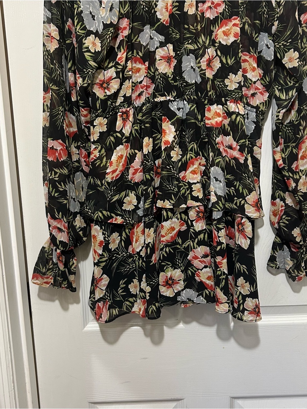 Tularosa Black Floral Mini Dress LBD Vacation Honeymoon Sheer Summer Sz Med - Picture 12 of 14